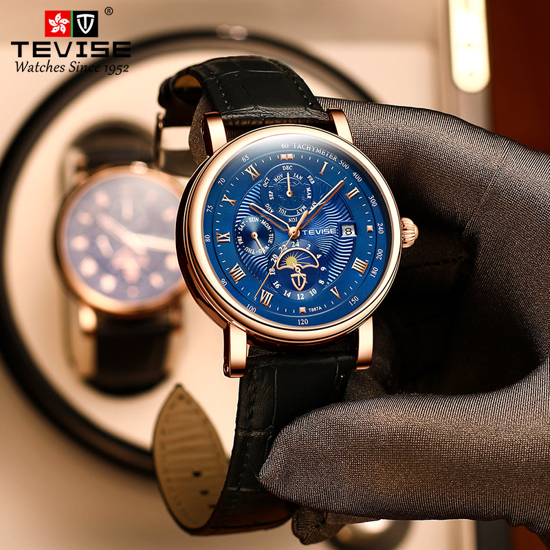 TEVISE 867A a Luxury Male Mechanical Automatic Wrist Watch Leather Wri ...